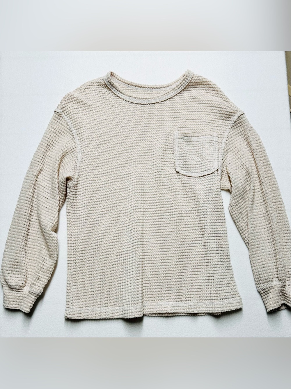 SHEIN Women’s S Waffle Knit Long Sleeve Top – P2P 22” – Soft Neutral